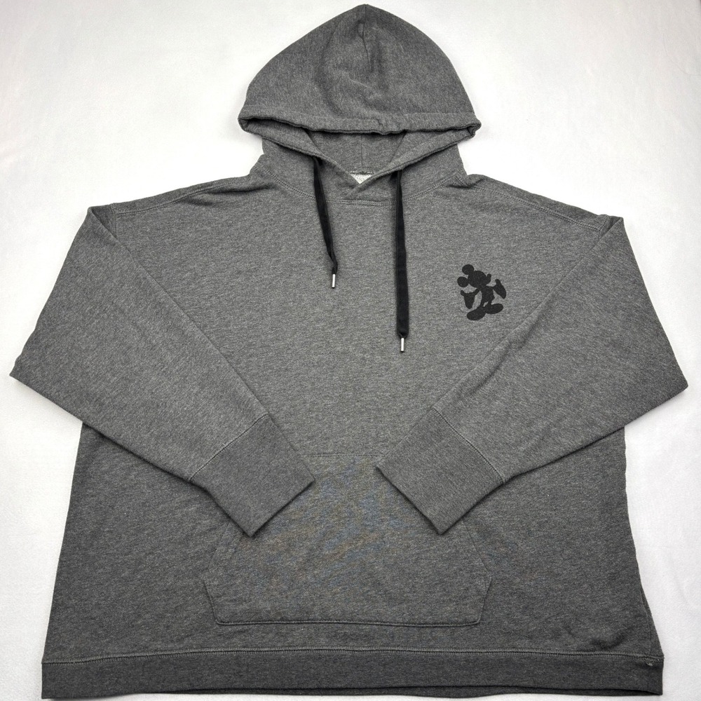 Gap Disney Hoodie Large Gray Mickey Mouse Oversized Graphic Pullover Sweatshirt